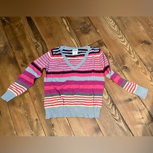 Old Navy Multicolor Striped V-Neck Sweater